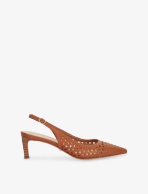 DUNE: Divided Weave Slingback Leather Kitten-Heel Pumps