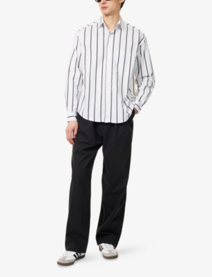 Agolde Mens  Reservoir Pleated Cotton-poplin Trousers In Reservoir (dk Charcoal)