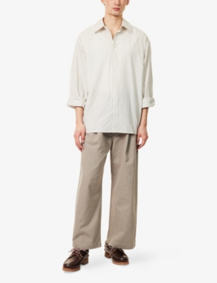 AGOLDE: Aurel Striped Cotton-Poplin Shirt