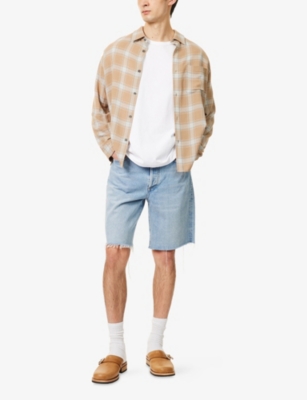 Agolde Mens  Anson Mid-rise Denim Shorts In Force (vint Marbled Ind)