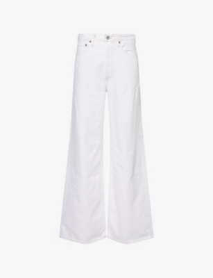 Shop Agolde Womens Milkshake (white) Dame Jean Wide-leg Denim Jeans
