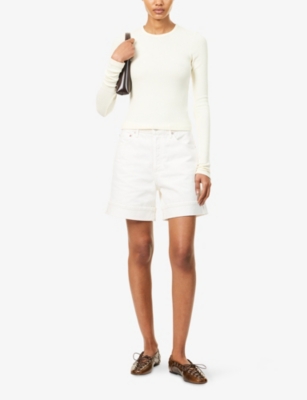 Shop Agolde Womens Fortune Cookie (natural) Dame High-rise Denim Shorts