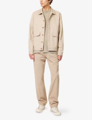 CITIZENS OF HUMANITY MENS RESERVOIR (MD/DK BROWN) ELIJAH RELAXED STRAIGHT-LEG LINEN-BLEND DENIM JEANS 