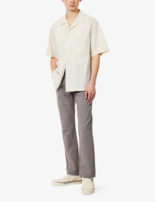 Citizen Of Humanity Mens Citizens Of Humanity Elijah Relaxed Straight-leg Linen-blend Denim Jeans In Volcanic (dk Grey)