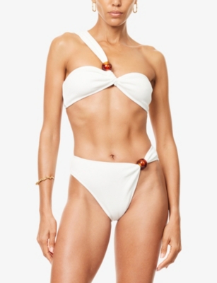4th & Reckless Womens White Paula Asymmetric Bikini Top In White