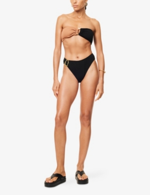 4th & Reckless Womens Multi Cecelia High-leg Bikini Bottoms In Black