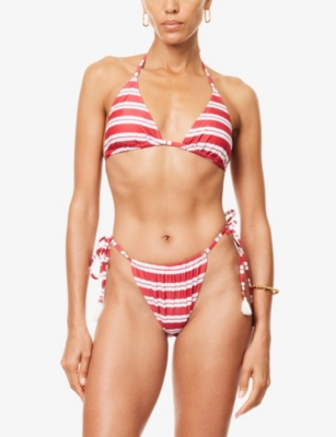 4th & Reckless Womens Red Stripe Julietta Striped Bikini Top In Multi