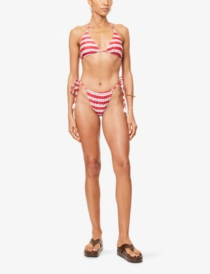 4th & Reckless Womens Red Stripe Julietta Striped Bikini Bottoms In Red