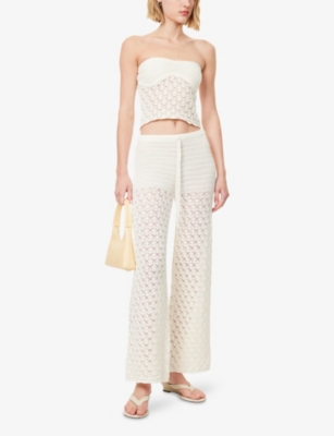 4TH & RECKLESS: Elena Sheer Corset Cotton-Blend Knitted Top
