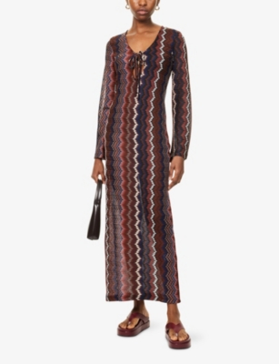 4TH & RECKLESS: Farrah Zig-Zag Knitted Maxi Dress