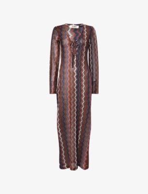 4TH & RECKLESS: Farrah Zig-Zag Knitted Maxi Dress