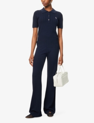 SPORTY & RICH: Ribbed Straight-Leg Knitted Trousers