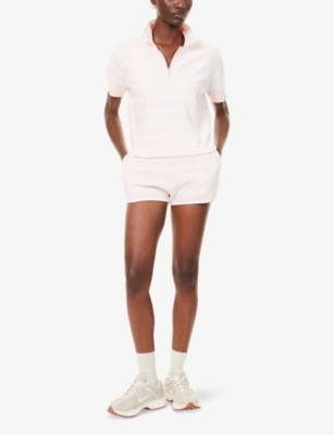 SPORTY & RICH: SRC Terry Striped Cotton Shorts