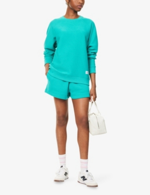 Sporty And Rich Womens Runner Soft Disco Cotton-jersey Shorts Spring Green In Green