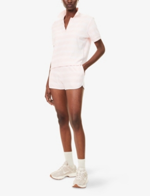 SPORTY & RICH: SRC Terry Striped Cotton Polo Shirt