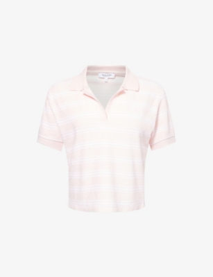 SPORTY & RICH: SRC Terry Striped Cotton Polo Shirt