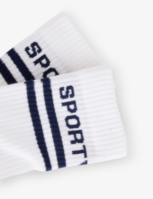 Sporty And Rich Womens White Bold Logo Cotton-blend Socks In White
