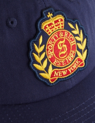 Sporty And Rich Womens Dark Navy H&w Crest Brand-patch Baseball Cap In Navy