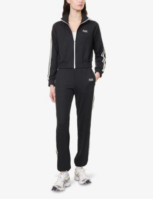 SPORTY AND RICH WOMENS SPORTS ELIO EMBROIDERED-LOGO WOVEN TRACK JACKET BLACK XL 