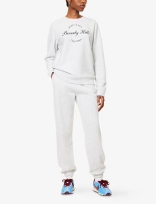 SPORTY & RICH: BH Crest Soft Elasticated-Cuffs Cotton-Blend Jogging Bottoms