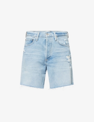 CITIZENS OF HUMANITY: Marlow Long Distressed Denim Shorts