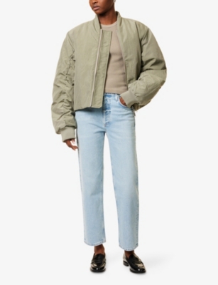 Citizen Of Humanity Womens Citizens Of Humanity Pilar Long-sleeve Waffle-knit Cotton Top In Bezal (md Olv/grn)