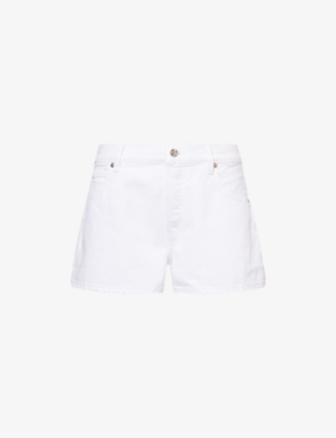 Frame Womens White The Hang Mid-rise Denim Shorts