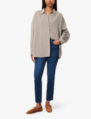 Mother The Dazzler Mid Rise Ankle Straight Jeans In Fancy Meeting You Here