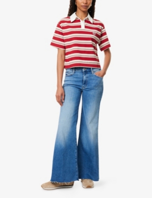 Mother Womens Enjoy The Ride Rambler Faded-wash Straight-leg Mid-rise Stretch-denim Blend Jeans