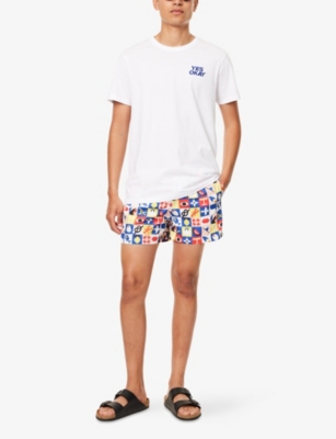 Arrels Barcelona Mens Blue Joie De Vivre Joie De Vivre Graphic-print Swim Shorts