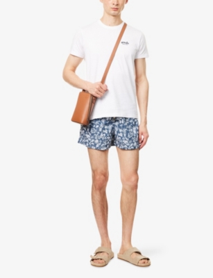 Shop Arrels Barcelona Mens Blue Le Bel Ete Le Bel Ete Graphic-pattern Woven Swim Shorts