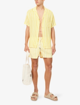 Shop Arrels Barcelona Mens Yellow Trazos  X Alvaro Picardo Trazos Swim Shorts