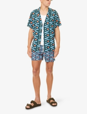 Arrels Barcelona Mens  X David Vanadia Iconic Camp-collar Woven Shirt Blue Eyes