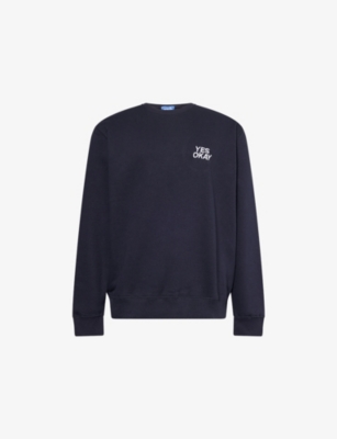 Arrels Barcelona Mens Text-embroidered Cotton-blend Sweatshirt Navy