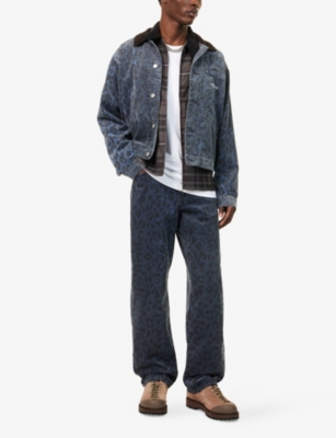 Awake Ny Mens Brown Leopard-print Cotton-corduroy Trousers