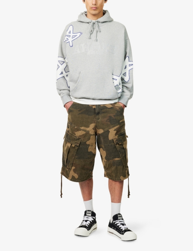 Rhinestone Kangaroo-Pocket Cotton-Jersey Hoody