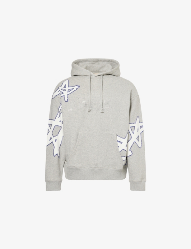 Rhinestone Kangaroo-Pocket Cotton-Jersey Hoody