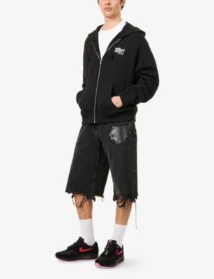 Awake Ny Mens All City Zip-up Brand-embroidery Cotton-jersey Hoody Black Xl In Black