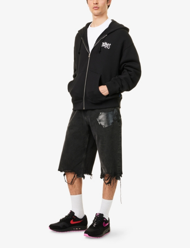 All City Zip-Up Brand-Embroidery Cotton-Jersey Hoody