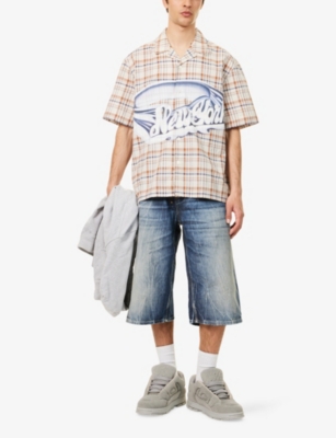 AWAKE NY: Check-Print Camp-Collar Cotton-Poplin Shirt