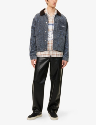 Awake Ny Mens Work Corduroy Cotton Jacket Navy In Blue