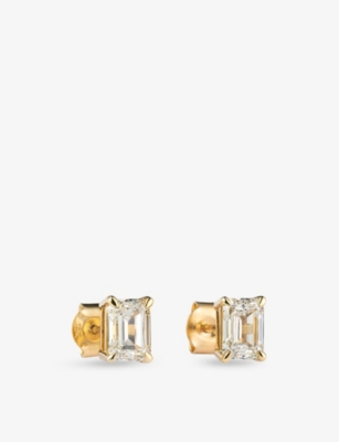 THE DIAMOND LAB: Timeless 18ct Yellow-Gold and 1.70ct Emerald-Cut Lab-Grown Diamond Earrings