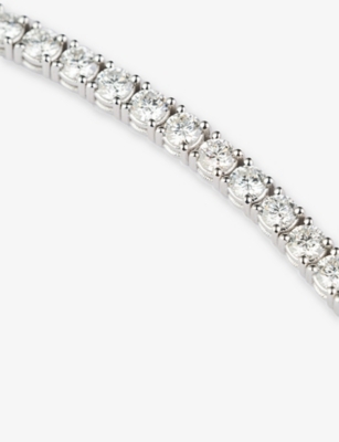 The Diamond Lab White Gold Tennis 18ct White-gold And 3.00ct Lab-grown Diamond Bracelet In Silver