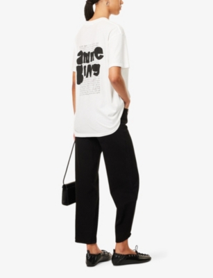 ANINE BING WOMENS WALKER SPRAY-PAINT COTTON T-SHIRT IVORY 