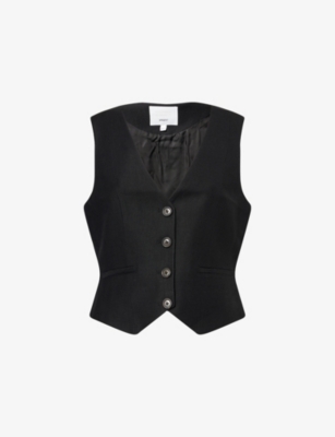 Citizen Of Humanity Womens Black Linen Citizens Of Humanity X Argent V-neck Woven Waistcoat