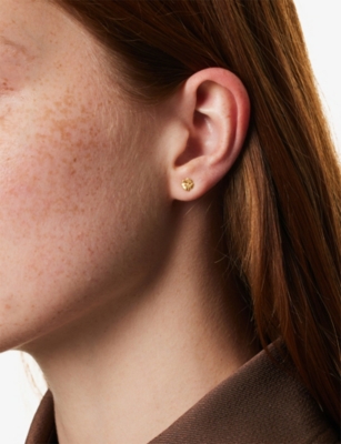 ENAMEL COPENHAGEN: Clover Mini 18ct Yellow Gold-Plated 925 Sterling Silver Stud Earrings