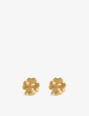 ENAMEL COPENHAGEN: Clover Mini 18ct Yellow Gold-Plated 925 Sterling Silver Stud Earrings