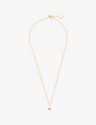 ENAMEL COPENHAGEN: Cherry 18ct Yellow Gold-Plated 925 Sterling-Silver and Zirconia Necklace