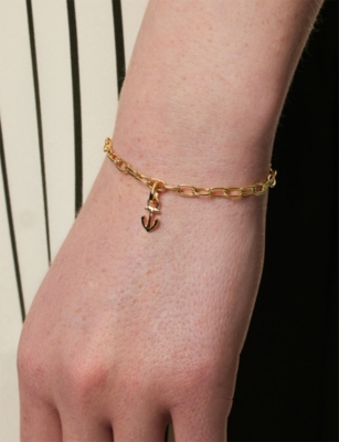 ENAMEL COPENHAGEN: Steady Anchor 18ct Yellow Gold-Plated 925 Sterling Silver Bracelet Charm