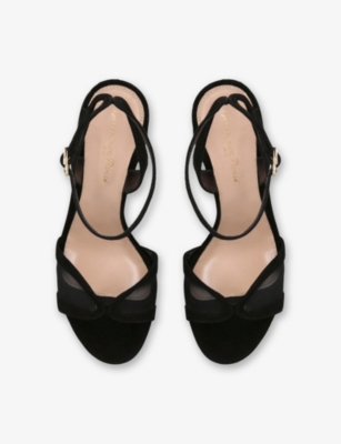 GIANVITO ROSSI WOMENS GIANVITO ROSSI BOW-EMBELLISHED 105 MESH PLATFORM HEELED SANDALS 